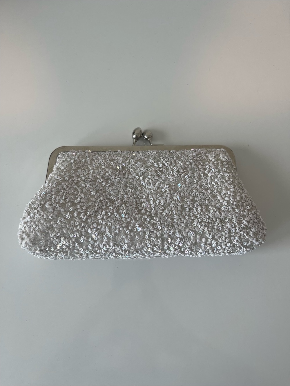 White Sequin Clutch Bag Used Once